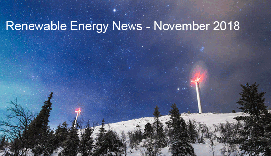 Renewable erngy news, November, 2018, winter, wind turbines, milky way