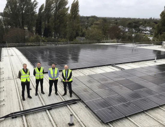 Xcel leisure centre, Joju Solar panels with staff