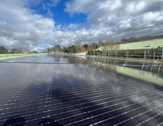 Solar panels on big hospital roof
