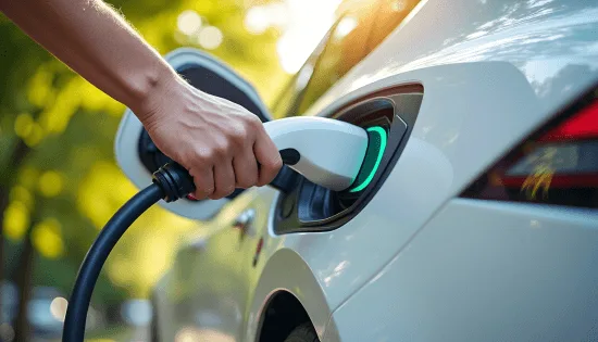 Hand holding an ev charging cable