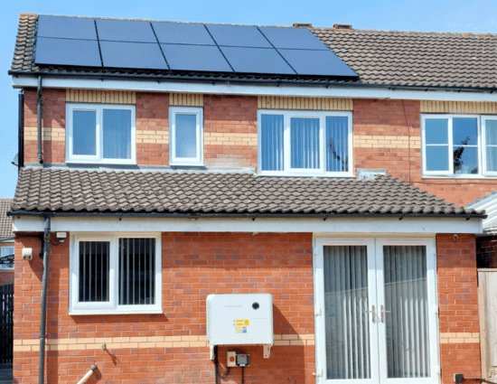 solar panels on the roof of a new build house
