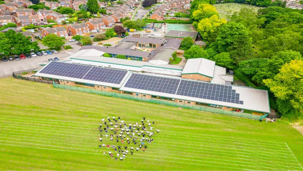 Solar panels installed on a school