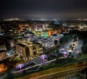 Barnsley town centre at night